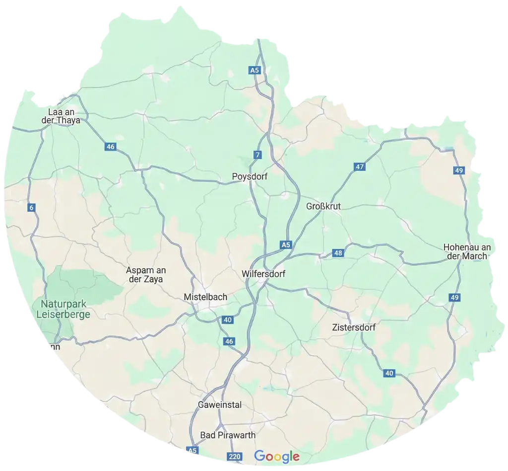 Karte des Einsatzgebietes rund um Poysdorf